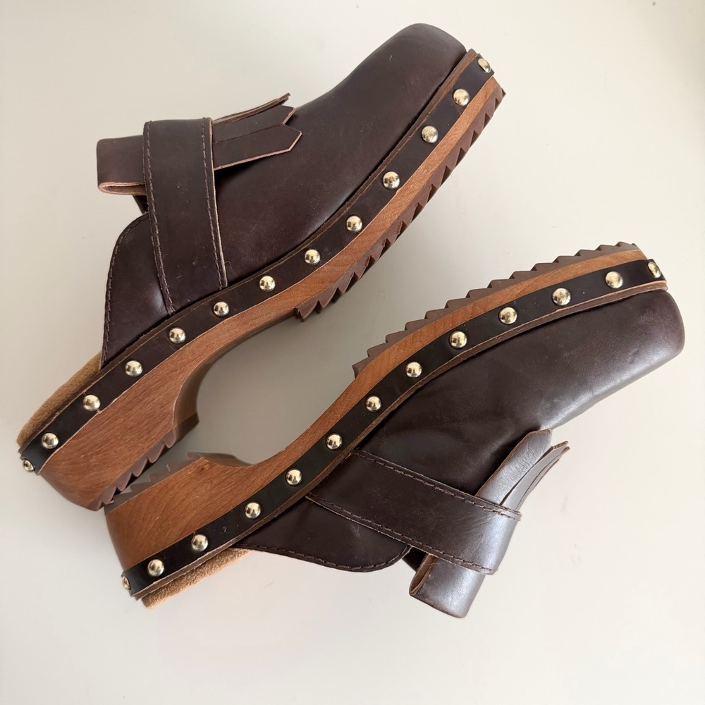 Kelsi Dagger Brown Studded Leather Clog - Picture 8 of 11